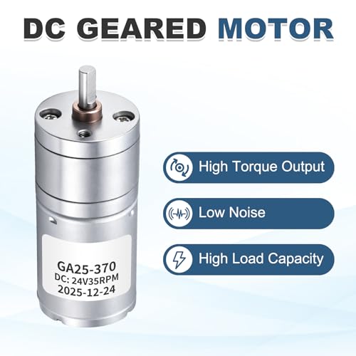 MECCANIXITY DC 24V 77RPM Gear Motor High Torque with Bracket 25mm Dia