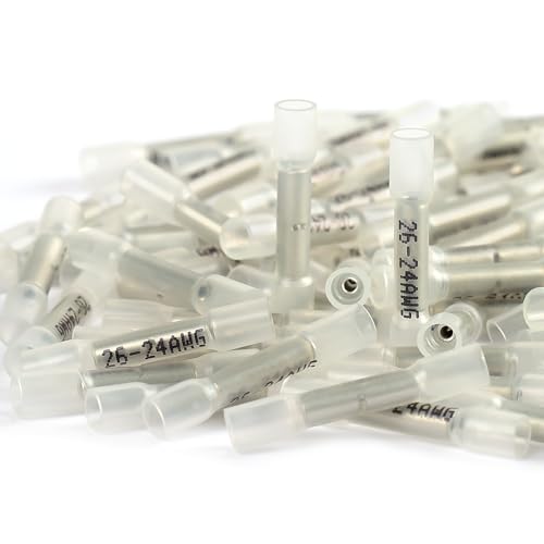 26,24 AWG Heat Shrink Butt Connectors Marine White Crimp Splice Waterproof - size: 26-24AWG 100pcs