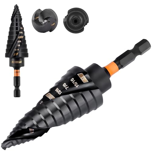 KSEIBI 9 Steps 1/8-1 inch SAE Standard Industrial Grade Step Drill Bit Ready Impact 1/4 inch Shank, 575079 High-Speed Steel Metal Drill Bits Black Oxide M2 Material - style: 9 steps (1/8”-1”)