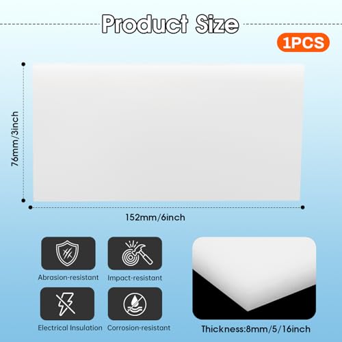 Hdpe Sheet 5/16 Inch Thick, 3" x 6" High Density Polyethylene Board, Thick Plastic Sheet for Craft, Plastic Cutting Board, Heavy Duty Industry - size: 3" X 6", style: 5/16" Thick