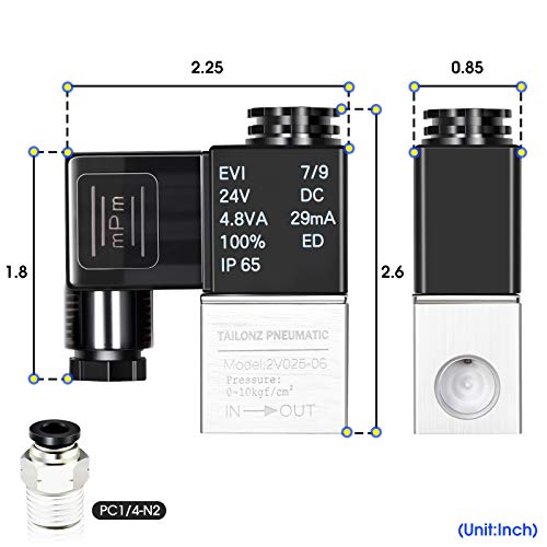 TAILONZ 1/8"NPT 24V 2V025-08 Solenoid Valve Junction Box - size: 1/8" NPT