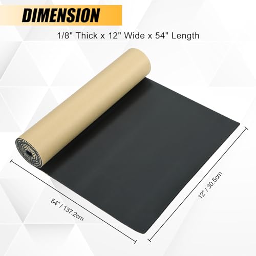 Sponge Neoprene Foam Sheet with Adhesive, 1/8" T x 12" W x 54" L - size: 1/8" T x 12" W x 54" L