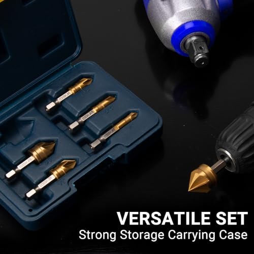 6 Pieces Countersink Drill Bit Set, M35 Cobalt HSS Countersink Drill Bits