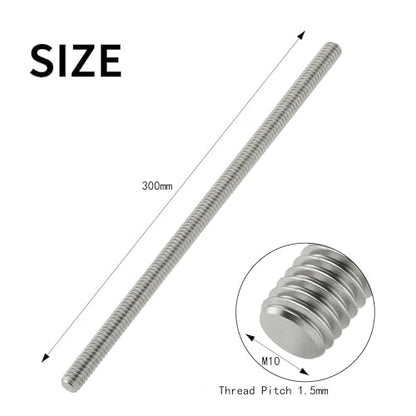 4Pcs Stainless Steel Fully Threaded Rods M10x300mm Right Threads with Nuts - size: M10x300mm