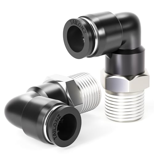 TAILONZ 3/8" x 3/8" NPT Push to Connect Elbow Fitting 10Pcs - size: 3/8" OD 3/8" MNPT