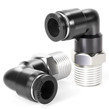 TAILONZ 3/8" x 3/8" NPT Push to Connect Elbow Fitting 10Pcs - size: 3/8" OD 3/8" MNPT