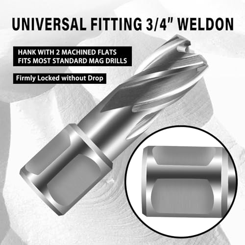 SALI 2 pcs Annular Cutter Diameter 1-1/4 Inch with Weldon Shank 3/4" (with 2 Flats) Cutting Depth 2" Mag Drill Bit for Magnetic Drill Press HSS Fully Ground Drill with One 1/4"*4" Pilot Pin - size: 1-1/4"*2"