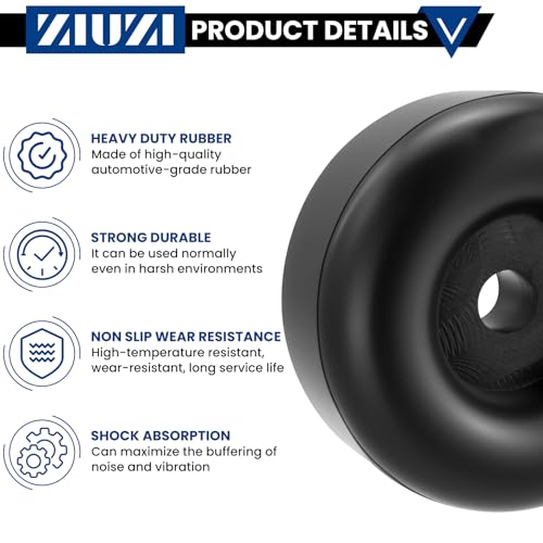 4 Pack Anti-Vibration Rubber Foot Pads with Screws & Lock Nuts - size: 1 x 2.5 Inch, 4 Pack