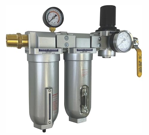 1/2" NPT Industrial (3-Stage) Oil, Moisture Vapor Removing Coalescing Filter and in Line Desiccant Air Dryer and Air Pressure Regulator for Compressed Air Lines - size: 1/2" NPT, style: 3-STAGE FDR
