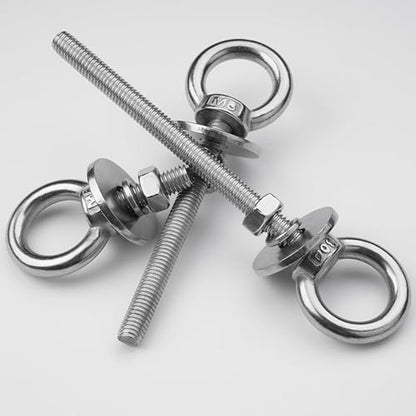 2 Pack M12 Stainless Steel Eye Bolts with Nuts, 1/2" x 3" Eye Bolts - size: M12x77mm (1/2"x3")