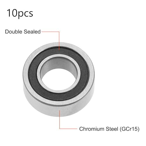 TOP-VIGOR 10Pcs R188-2RS Deep Groove Ball Bearings, Z2 1/4 Inch x 1/2 Inch x 3/16 Inch Double Sealed Industrial Bearings, Chrome Steel P0(ABEC1) Skateboard Bearings for Electrical Instrument Equipment - size: R188-2RS, 1/4″x1/2″x3/16″