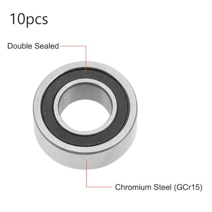 TOP-VIGOR 10Pcs R188-2RS Deep Groove Ball Bearings, Z2 1/4 Inch x 1/2 Inch x 3/16 Inch Double Sealed Industrial Bearings, Chrome Steel P0(ABEC1) Skateboard Bearings for Electrical Instrument Equipment - size: R188-2RS, 1/4″x1/2″x3/16″