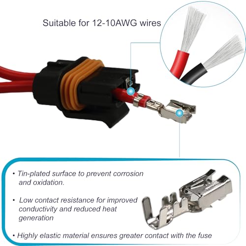 VANSIHO ATO/ATC Inline Fuse Holder Kit, IP67 Waterproof Sealed Fuse Block with 12-10 AWG Terminals for Car Audio, Off-Road Lights, Marine Boats (Pack of 6)