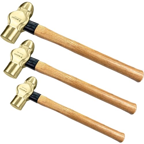 WEDO 3PCS Ball Pein Hammer,1/2lb+1lb+2lb Non-Sparking Ball Peen Hammer with Wooden Handle, Aluminum Bronze,Die-forged,Corrosion Resistant,BAM & FM Certificate,DIN Standard - color: Aluminum Bronze, size: 3pcs-setB