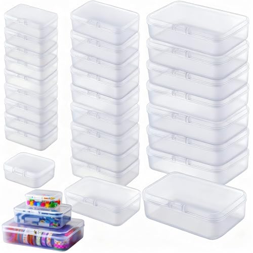 LJY 28 Plastic Boxes, 3 Sizes for Buttons - color: Frosted