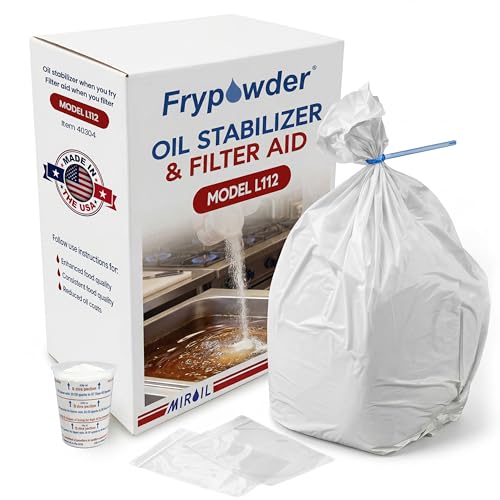 MirOil L112 Fry Powder Oil Stabilizer - 16 Gallon - Filter Aid for Cleaner Frying Oil - Better Tasting Food, Extended Cooking Life - Reduced Grease Buildup - Bulk FryPowder Fryer Cleaner (4 x 4 Gal) - size: 16 Gallons