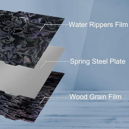 Double Sided Smooth Flexible PER Spring Steel Plate Effect Sheet for Bambu Lab A1 Mini, Smooth Water Ripples+Wood Grain Spring Steel Build Plate 184x184mm for Bambu Lab A1 Mini 3D Printer - color: Water Ripples+Wood Grain