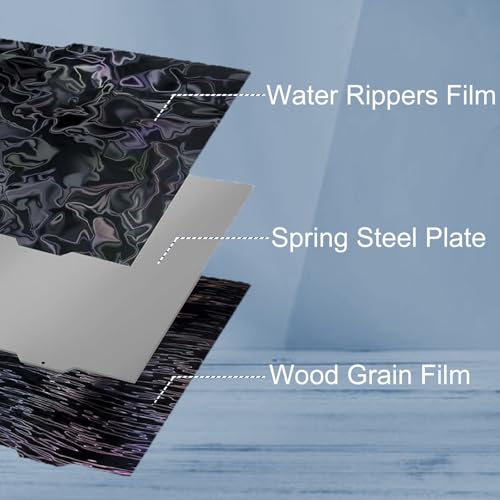 Double Sided Smooth Flexible PER Spring Steel Plate Effect Sheet for Bambu Lab A1 Mini, Smooth Water Ripples+Wood Grain Spring Steel Build Plate 184x184mm for Bambu Lab A1 Mini 3D Printer - color: Water Ripples+Wood Grain