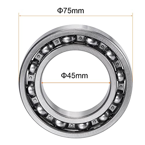 uxcell 6009 Deep Groove Ball Bearings 45mm Bore 75mm OD 16mm Thick C3 Open Type Chrome Steel - size: 45x75x16mm