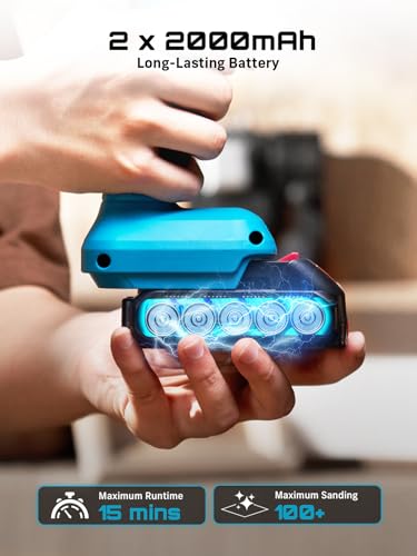 SEESII 1/2"x18" Mini Cordless Belt Sander 6-Speed 1700FT/Min 2×2Ah Battery - size: Classic Kit