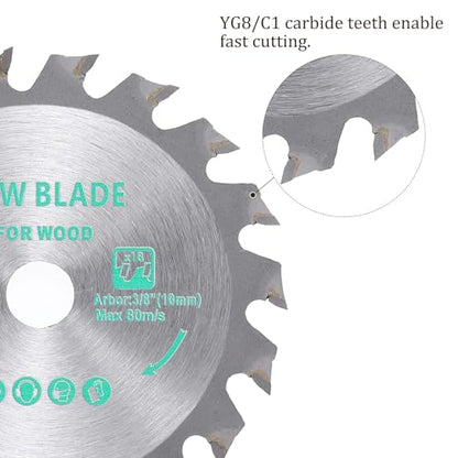 Circular Saw Blade - [3 Inch x 18 Teeth x 3/8 Inch Arbor] Tungsten Carbide Tipped Table Miter Saw Blades for Wood Aluminum Soft Metal Use | Silver Tone