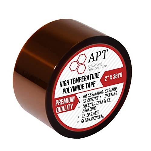 APT, 1 mil Thick Polyimide Adhesive Tape, HighTemperature and Heat Tape, for Masking, Soldering, Electrical, 3D Printer Application. (2" x 36 yds) - size: 2"x 36 yds