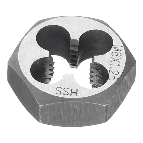 HARFINGTON Hex Threading Die M8 x 1.25 Metric Thread Right Hand High Speed Steel Rethreading Fixed Die Screw Cutting Tapping Repair Tool - size: M8 x 1.25