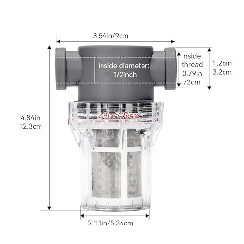 1/2'' Female NPT in-Line Strainer - Garden Hose Filter for High Pressure Washer, Sediment Filter with 60 Mesh Stainless Steel Screen (1/2'' 60 Mesh) - style: 1/2'' 60Mesh