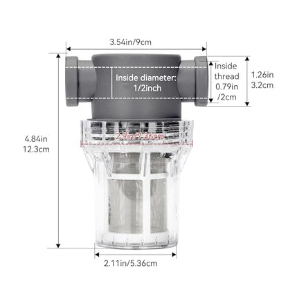 1/2'' Female NPT in-Line Strainer - Garden Hose Filter for High Pressure Washer, Sediment Filter with 60 Mesh Stainless Steel Screen (1/2'' 60 Mesh) - style: 1/2'' 60Mesh