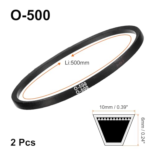 uxcell 2Pcs O-500 O Type V-Belt 500mm/19.7" Inner Length x 0.39" Width x 0.24" Height, O-Type Closed-Loop Rubber Transmission Belt - size: O-500