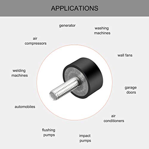 uxcell M6 Thread Rubber Mounts,Vibration Isolators,Cylindrical Shock Absorber with Studs 20mm x 10mm 8pcs - size: M6x20x10mm