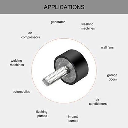 uxcell M6 Thread Rubber Mounts,Vibration Isolators,Cylindrical Shock Absorber with Studs 20mm x 10mm 8pcs - size: M6x20x10mm