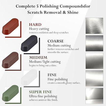 11 Packs 4.5" x 7/8" Round Wool Felt Polishing Disc Kit for Angle Grinder - style: 5Packs Wool Felt Polishing Disc + 6 Packs Compounds