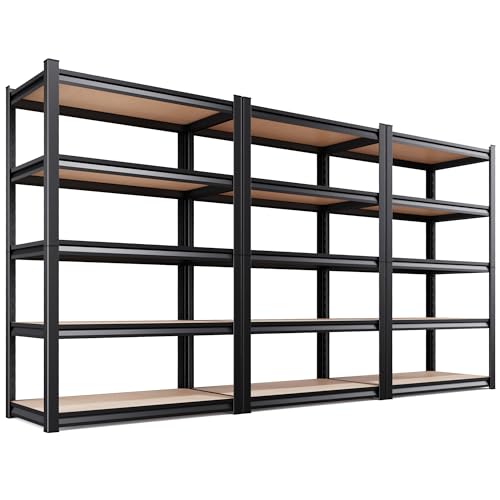 3-Pack Garage Shelving for Large Storage & Whole Home Organization, 78" H x 46" W x 20" D 5-Tier Adjustable Metal Storage Rack for Tools, Storage Bins, Bulk Items, Garage, Pantry & Workshop - size: 46"Wx20"Dx77.9"H