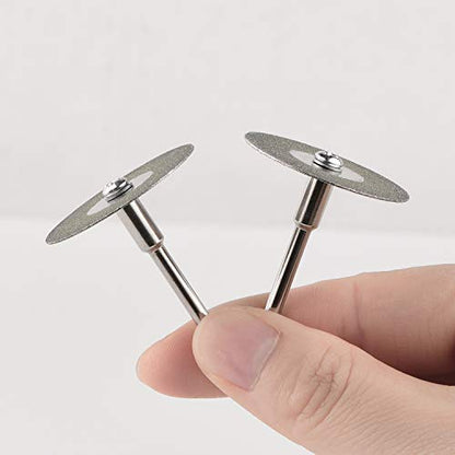 Diamond Cutting Wheel (1 3/16") 10pcs with 402 Mandrel (3mm) 2pcs and Screwdriver for Dremel Rotary Tools - size: 30mm