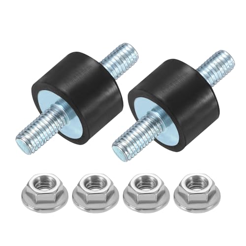 uxcell 2Pcs M5 x 12mm Rubber Mounts, 10 x 15mm Cylindrical Anti Vibration Isolator Studs Shock Absorber Double Studs with Nuts for Car Bobbin Generator Air Compressors - size: M5 x 12mm, 10 x 15mm