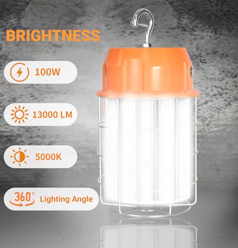TSEXES 100W LED Temporary Construction Work Light,5000K,13000Lm,Plug-n-Play - color: Orange-100W