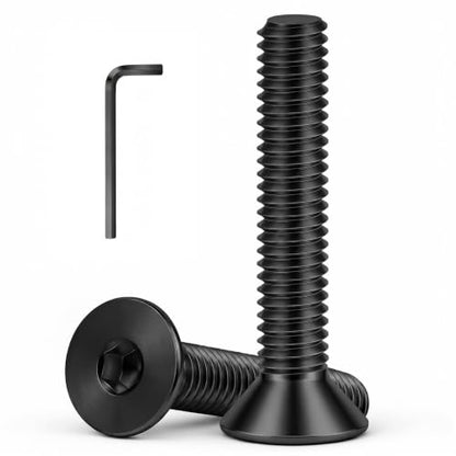 3/8-16 x 2 Flat Head Socket Cap Screws Countersunk Bolts, Stainless Steel 18-8 (304), Fully Threaded, Black Finish, Hex Spanner Included, 10 PCS - color: Black, size: 3/8-16 x 2"
