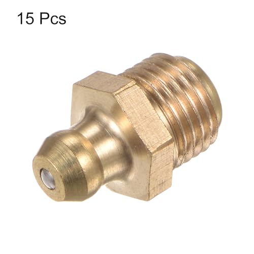 HARFINGTON 15pcs Brass Straight Grease Fitting M10x1mm Metric Thread Hydraulic Grease Nipple Accessories for Car - size: M10x1