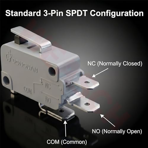 6 Pack Short Hinge Lever Micro Switch, 16A 125/250V SPDT - size: V-151-1C25