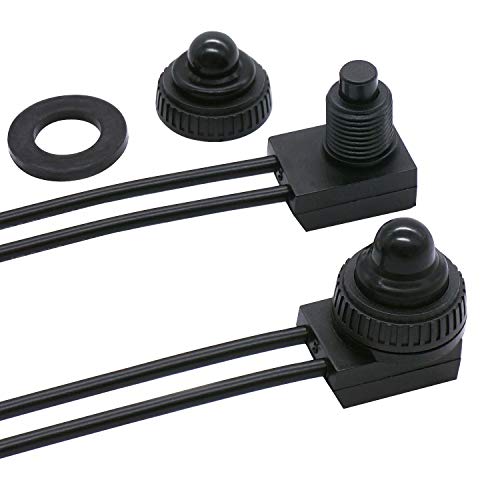 TWTADE 2PCS Waterproof RV Push Button Switch 12V ON/Off SPST Switch for Motorcycle/Auto Car Bathroom Fan with 4.5'' Lines KP-107 - size: 2 PCS