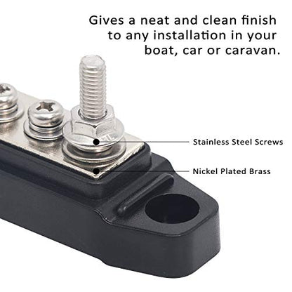Recoil BBS25P Bus Bar 2 M5 Studs 5 Screw Terminal Power Distribution Block - style: Red & Black 2xM5 Studs 5 Screws Pair