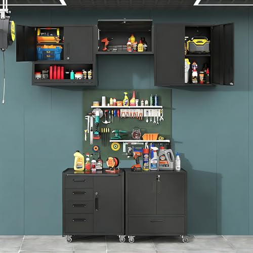Metal Rolling Tool Storage Cabinet with 2 Locking Doors and 1 Drawer,Black - color: Black, style: 2 doors 1 drawer with wheels