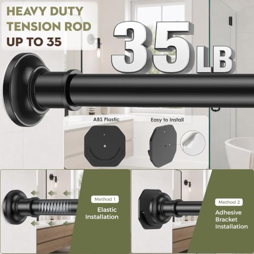 Tension Curtain Rod Long Shower Curtain Rods No Drilling 30-100 Inch - color: Black, size: 30-100 inches