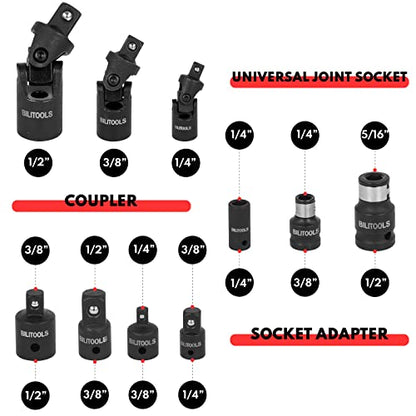BILITOOLS 18Pcs Impact Socket Extension Set, Socket Adapter & U-Joint Kit - style: Drive Tool Accessory Set