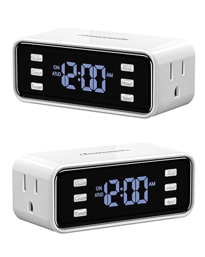 DEWENWILS Indoor 24 Hour Programmable Digital Timer Outlet,2 Outlets,2 Pack