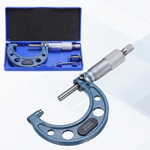 HARFINGTON Metric Outside Micrometer 25-50mm Range +/-0.01mm Accuracy,Blue - size: 25-50mm