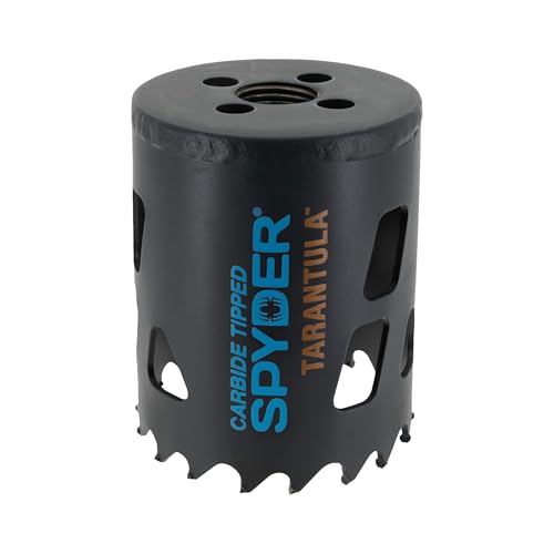 Spyder 2-1/8-inch Tarantula Carbide Tipped Hole Saw for Metal and Wood, Compatible with Rapid Core Eject Arbor System - size: 2-1/8 inch