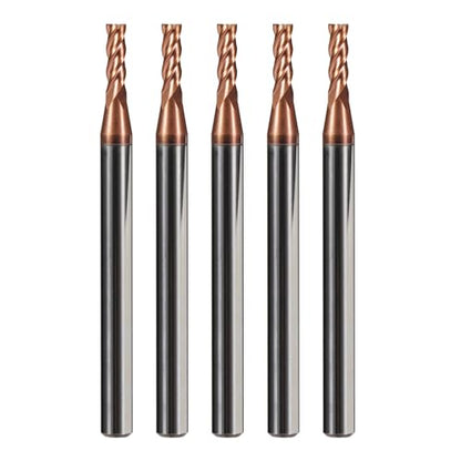 5PCS Micrograin Carbide Square End Mill Set with TISIN Coated - 1/16" 4 Flute CNC Milling Bits for Hardened Steel/Cast Iron/Alloy Steel - HRC55 - size: 1/16 in