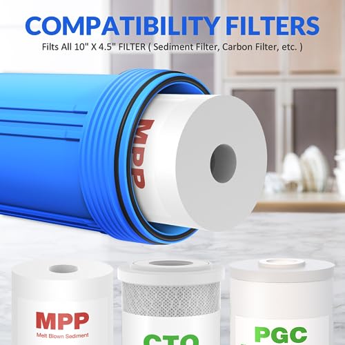 SimPure DB10P 10" *4.5" Whole House Sediment Water Filter Housing - size: 1 Count (Pack of 1), style: System (10 Inch x 4.5 Inch)